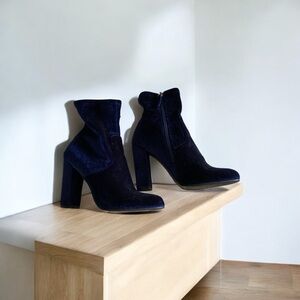 Blue velvet booties